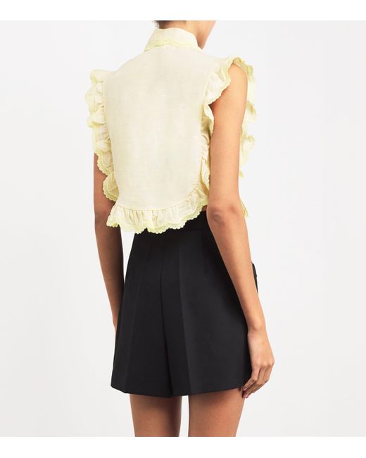 Sandro Natural Ruffle-Trim Blouse