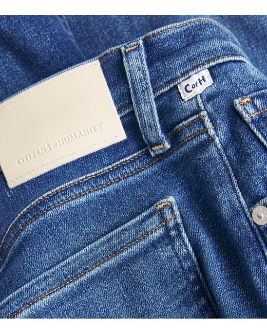 Citizens of Humanity Blue Cropped Lyra Wide-Leg Jeans