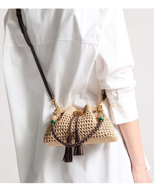 Jimmy Choo Metallic Small Cinch Raffia Shoulder Bag