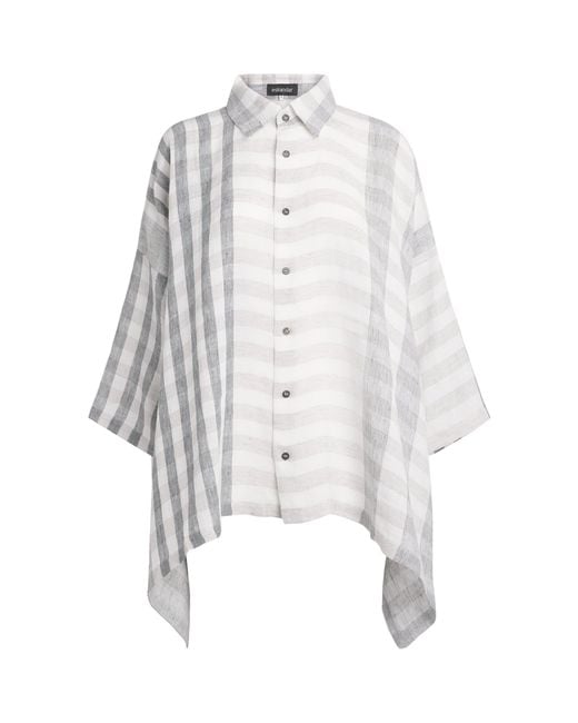 Eskandar White Linen Cape Shirt
