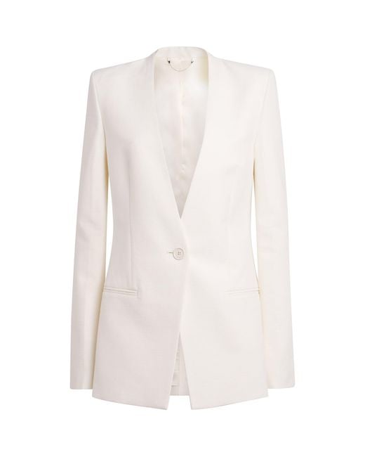 Totême  White Basketweave Collarless Blazer