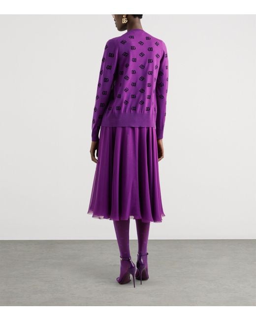 Dolce & Gabbana Purple Silk Chiffon Midi Skirt