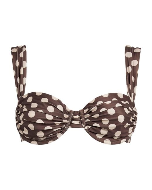Faithfull The Brand Brown Polka-Dot Sol Bikini Top