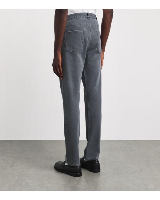 Canali Gray Stretch-Cotton-Cashmere Straight Jeans for men