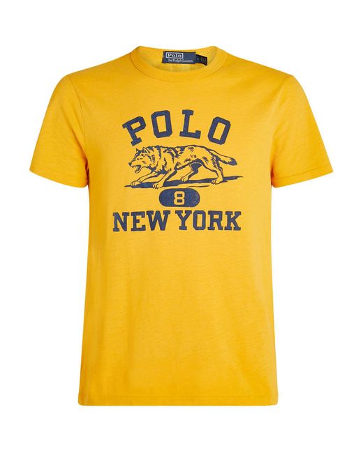 Polo Ralph Lauren Wolf Logo T-shirt in Yellow for Men | Lyst Canada