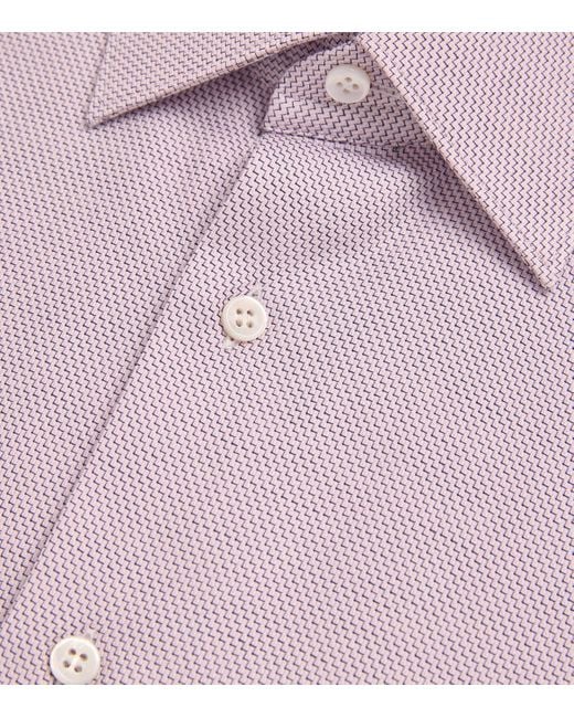 Brioni Purple Cotton Micro-Houndstooth Shirt for men
