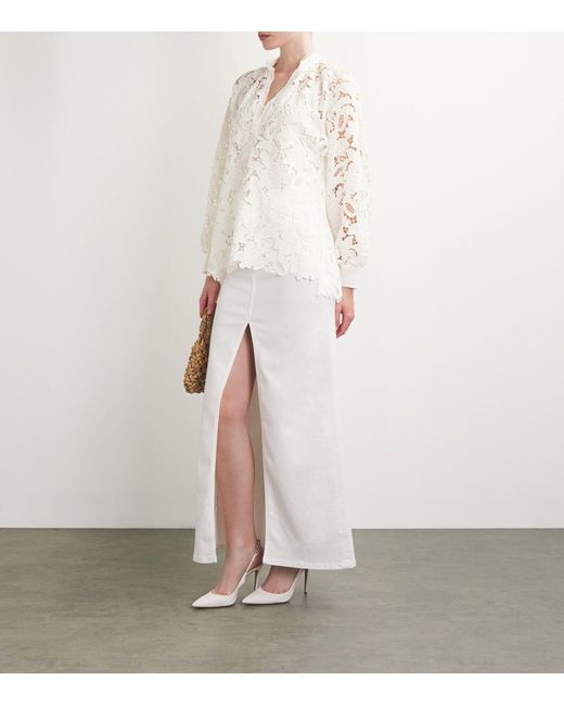 Alice + Olivia White Alice + Olivia Lace Floral Aislyn Blouse