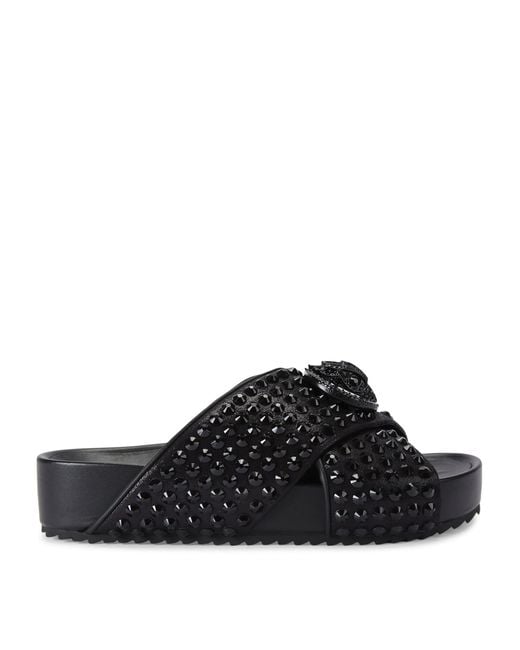 Kurt Geiger Black Chelsea Cross-Strap Slides