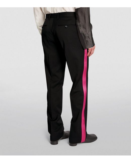 Helmut Lang Black Virgin Wool Satin Stripe Trousers for men
