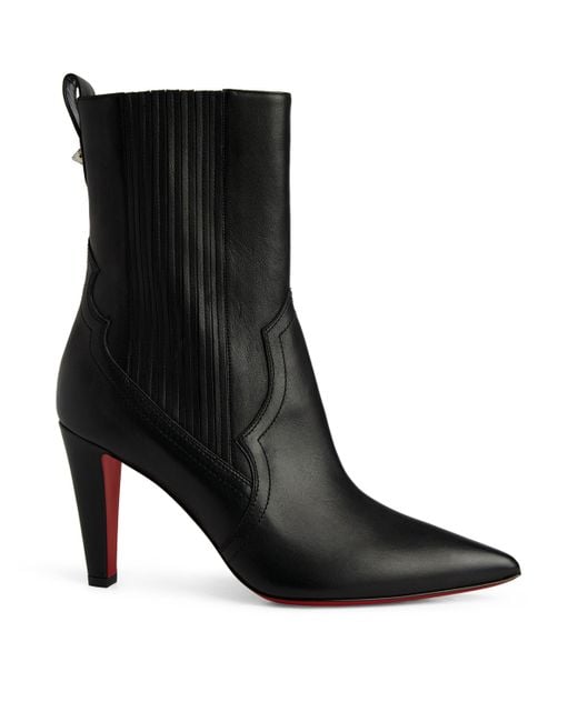 Christian Louboutin Black Santigag Leather Ankle Boots 85