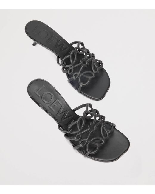 Loewe White X Paula's Ibiza Leather Petal Anagram Heeled Slides 45