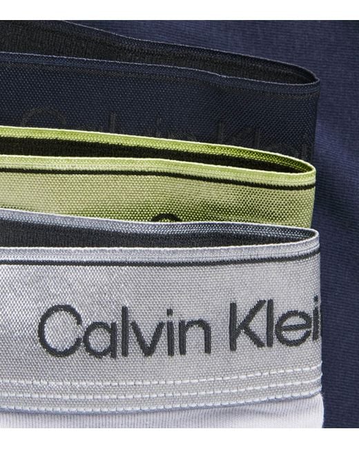 Calvin Klein Blue Cotton Stretch Icon Metallic Boxer Briefs for men