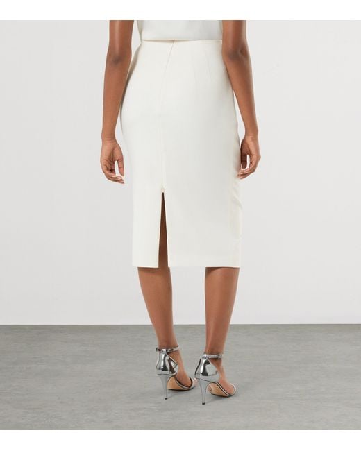Marina Rinaldi White Cady Midi Pencil Skirt