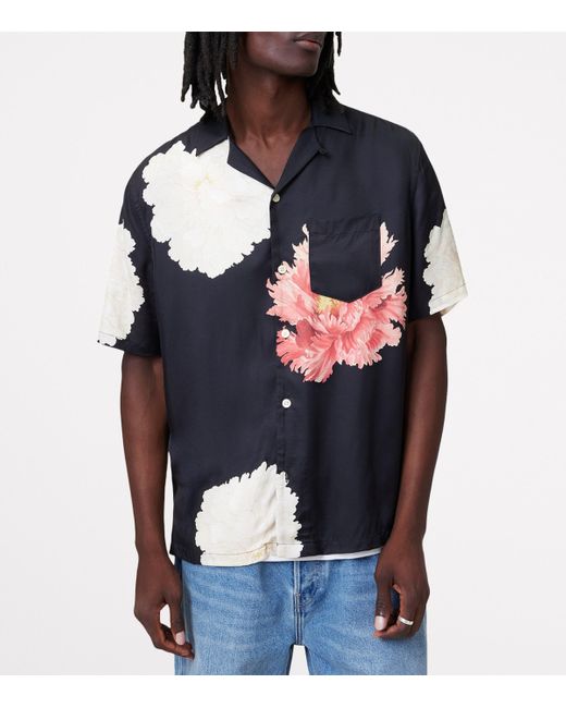 AllSaints Black Floral Print Fleur Shirt for men