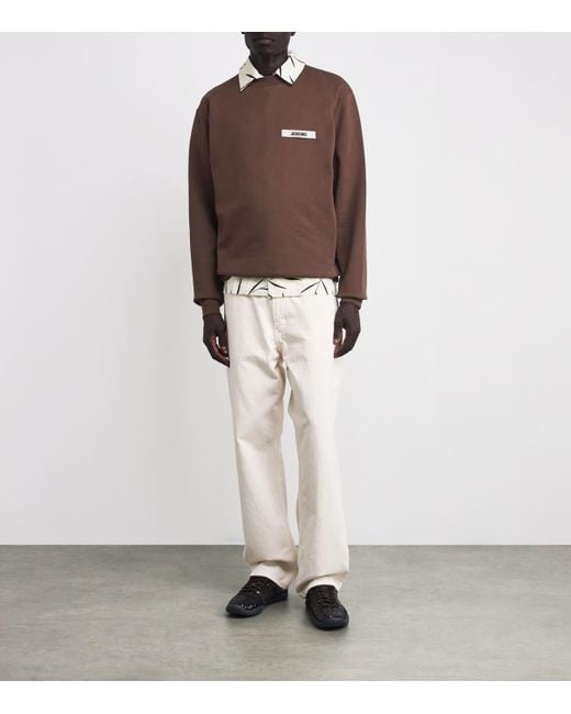 Jacquemus Brown Logo-Appliquéd Cotton-Jersey Sweatshirt for men