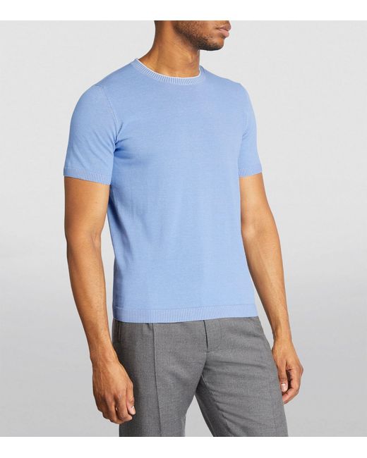 Moorer Blue Knitted T-shirt for men