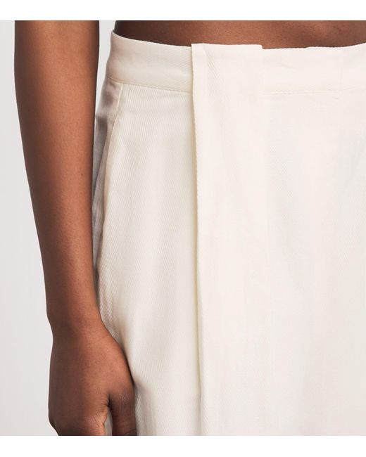 St. Agni White Organic Cotton-Linen Pleat Loop Trousers
