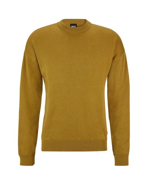Boss Green Cotton Crew-Neck Sweater for men