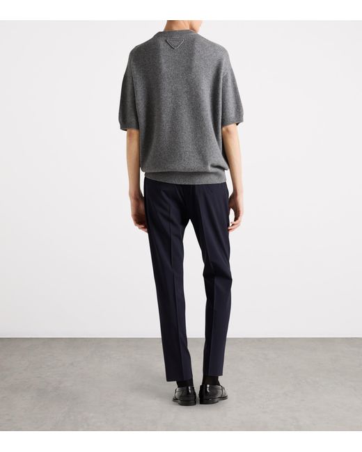 Prada Blue Stretch-Wool Light Trousers for men