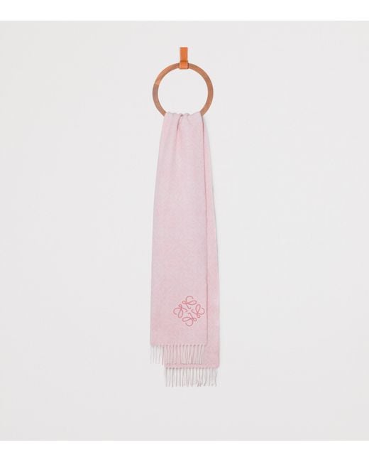 Loewe Pink Wool-Cashmere Anagram Scarf