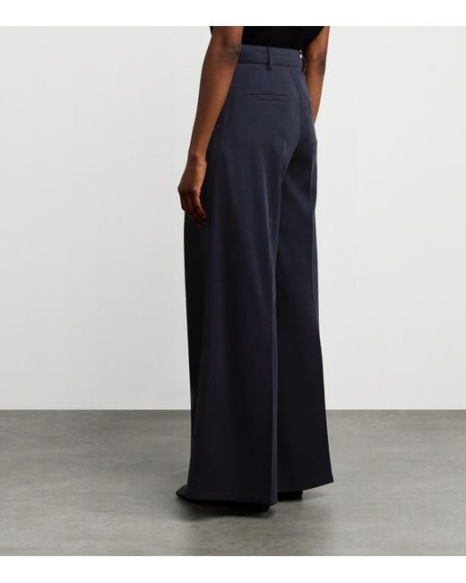 Max Mara Blue Wool Jersey Palazzo Trousers