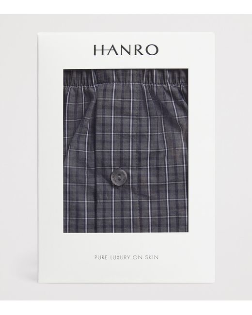 Hanro Gray Cotton Check Fancy Woven Boxers for men
