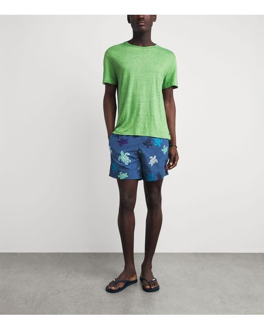 Vilebrequin Blue Embroidered Turtle Swim Shorts for men