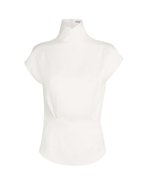 Edeline Lee White Sleeveless Tulip Blouse