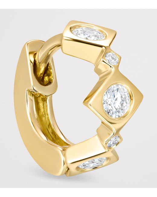 David Morris Metallic And Diamond Triolette Square Single Hoop Earring