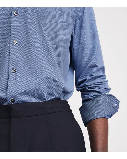 Pal Zileri Blue Jacquard Micro-Pattern Shirt for men