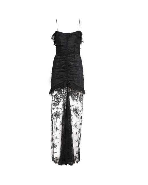 Tulle Black High Low Maxi Dress Alessandra Rich Women's Black Lace  Split-Skirt Maxi Dress