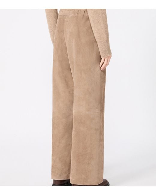 Max Mara Natural Suede Drawstring Trousers