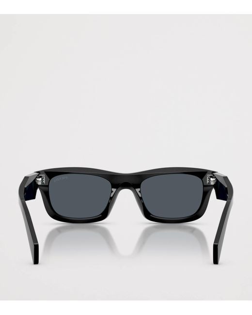 Prada Black Acetate Rectangular Sunglasses