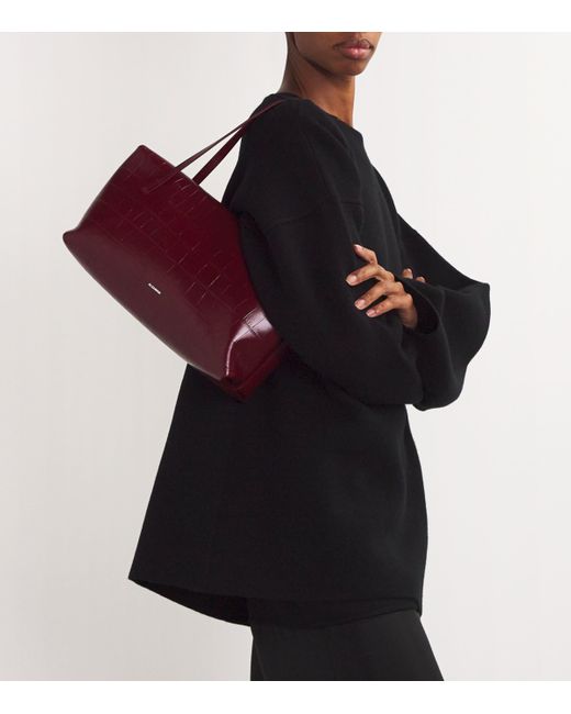 Jil Sander Purple Medium Leather Goji Pillow Shoulder Bag