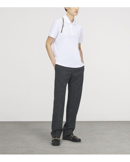 McQueen White Cotton Harness Polo Shirt for men