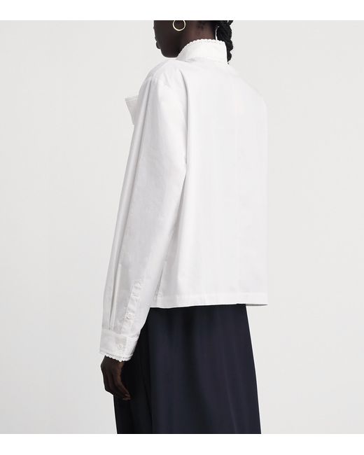 Maje White Cotton Pussybow Shirt