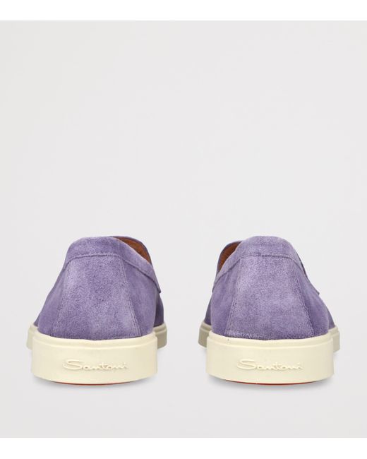 Santoni Purple Suede Loafers