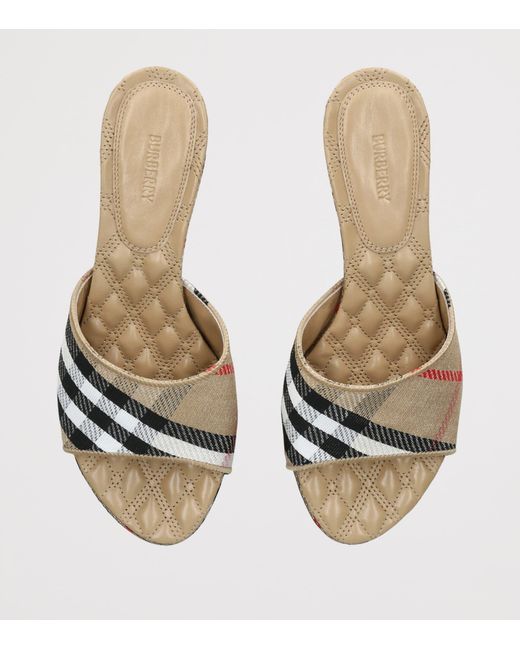 Burberry White Check Sloane Mules 45