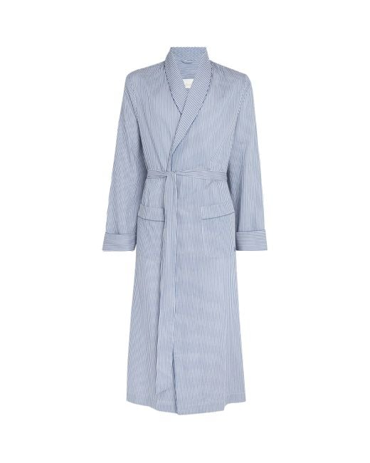 Harrods Blue Cotton Striped Robe for men