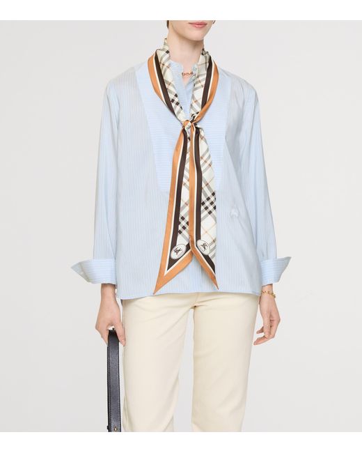 Burberry Metallic Silk Check Skinny Scarf
