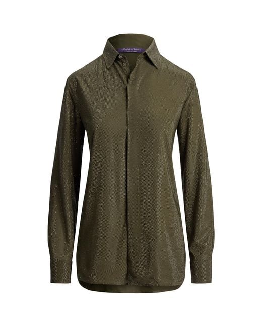 Ralph Lauren Green Silk Embellished Adrien Shirt
