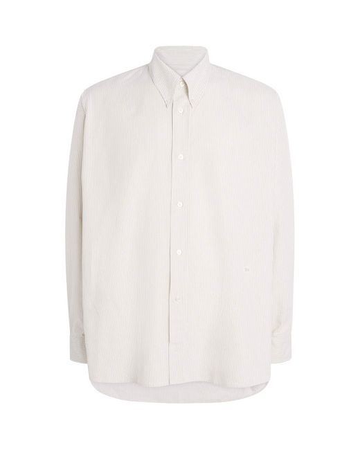 Studio Nicholson White Cotton Stripe Oversized Ruskin Shirt for men