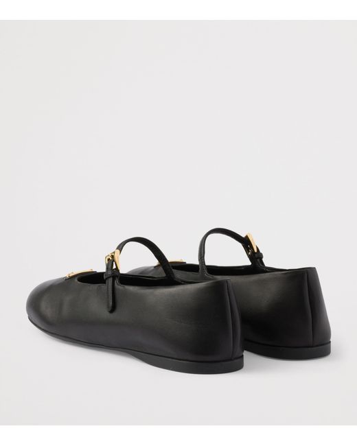 Prada Black Nappa Leather Ballet Flats