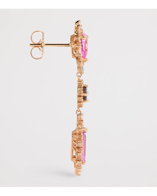 Suzanne Kalan Pink Diamond, Sapphire And Opal One Of A Kind Drop Earrings