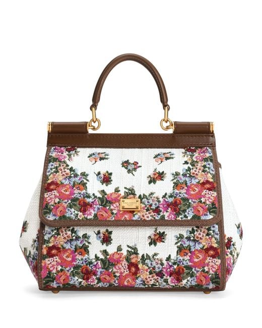 Dolce & Gabbana Embroidered Floral Sicily Top-Handle Bag