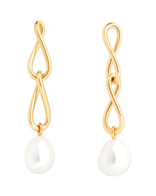 Astrid & Miyu Metallic Plated And Pearl Drop Earrings