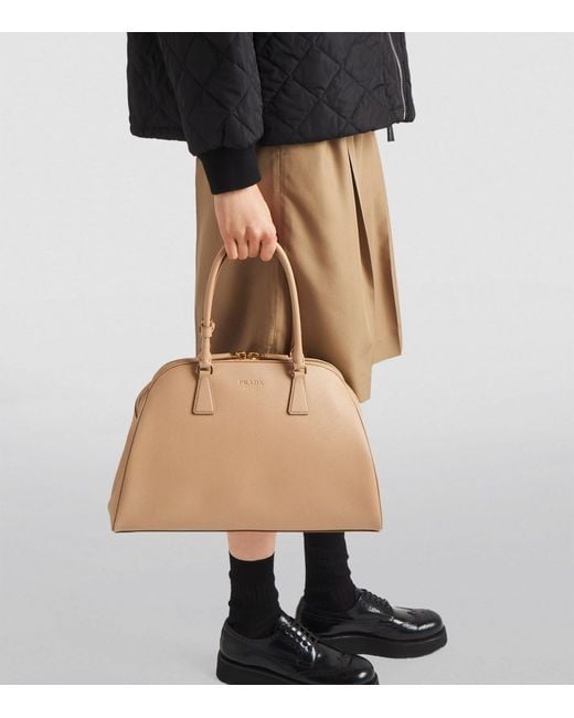 Prada Natural Large Saffiano Leather Top-handle Bag