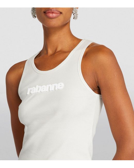 Rabanne White Stretch-cotton Logo Tank Top