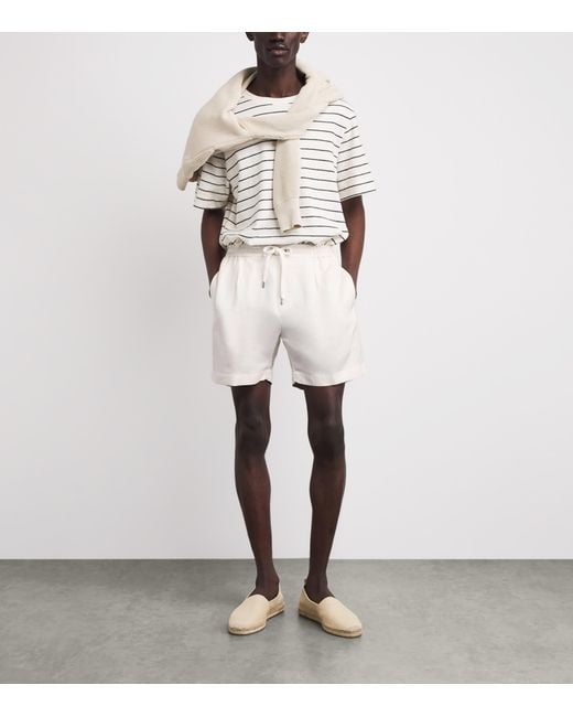 Ralph Lauren White Silk-Linen Drawstring Shorts for men
