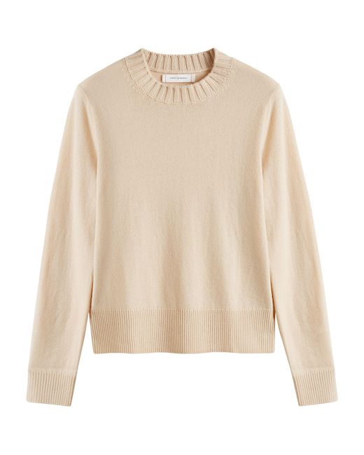 Chinti & Parker Natural Wool-cashmere Cropped Sporty Sweater